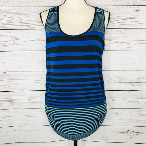 Lavish Tops - Lavish Top Sleeveless Striped Tie Stretch Ruched